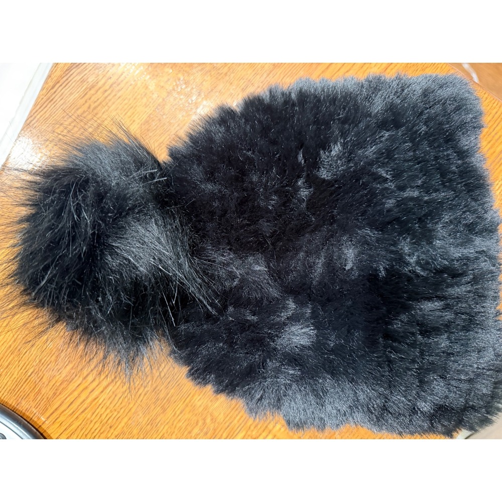 Steve Madden Faux Fur Beanie Womens OS Black New Pom Pom Winter Hat